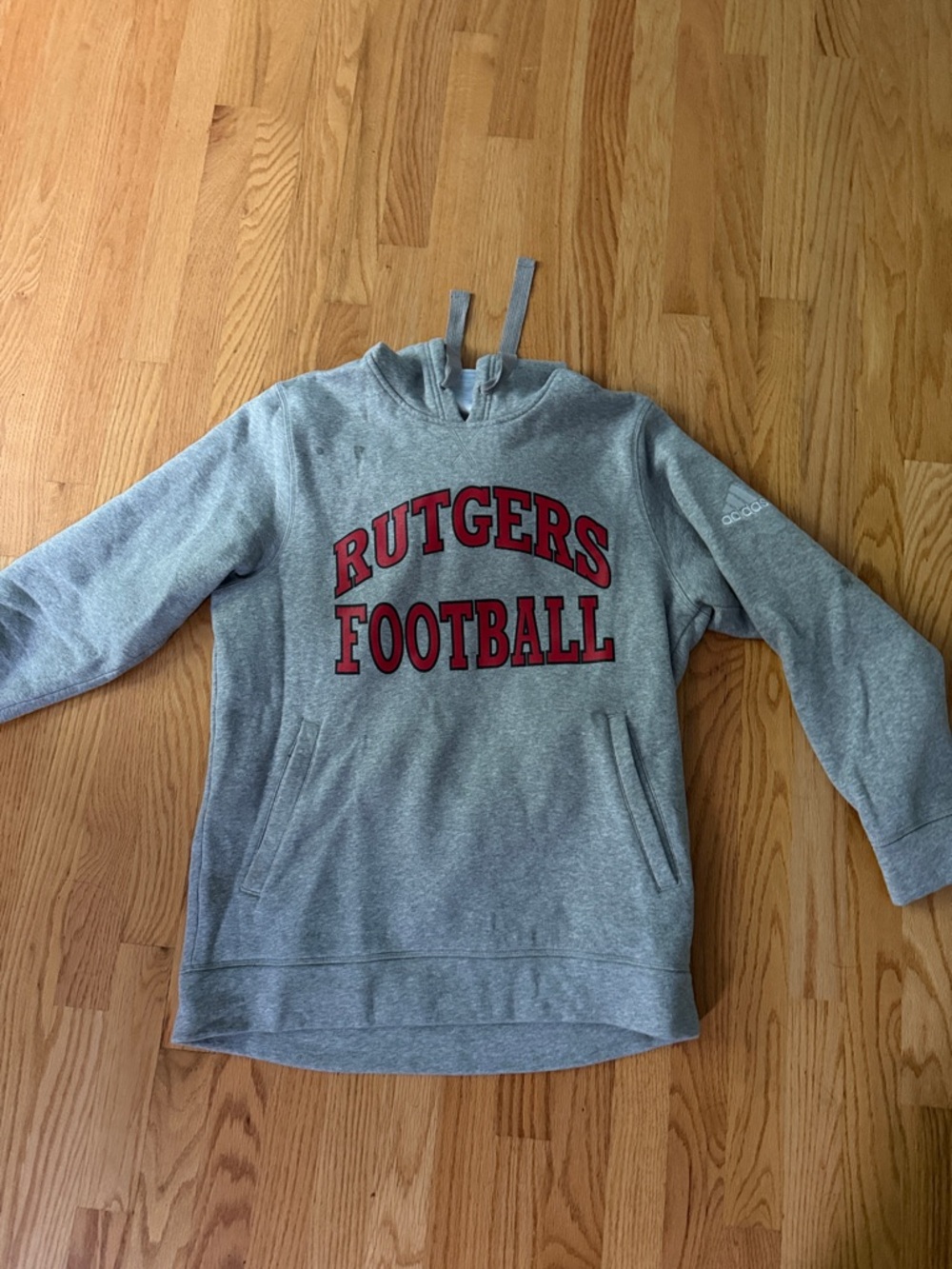 adidas Gray Hoodie with Red Rutgers Football Lettering